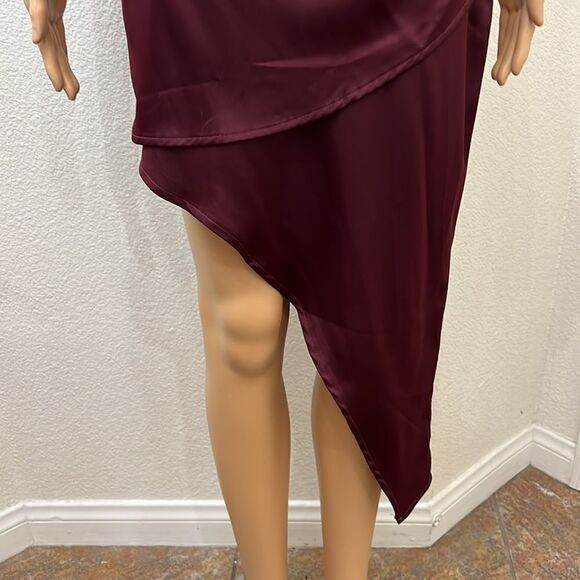 Pretty Little Thing Woman’s Dress Sz 4 Burgundy Strappy Corset Ruched Bodycon - Picture 5 of 12